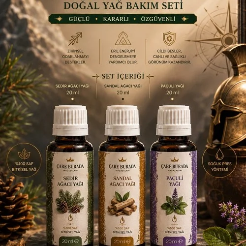 Hükümdar Eril Enerji Doğal Yağ Bakım Seti (Sedir Ağacı & Sandal Ağacı & Paçuli)