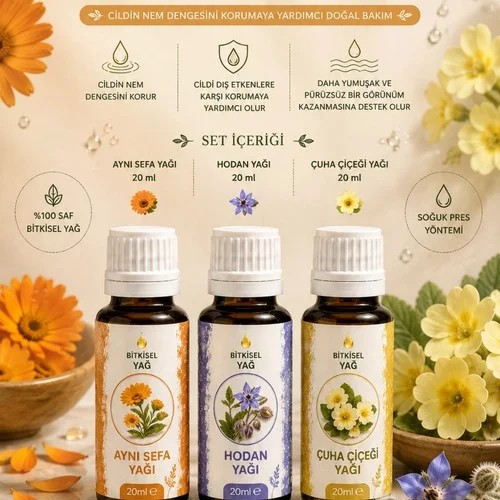 Nem Kalkanı Doğal Yağ Bakım Seti (Hodan & Çuha Çiçeği &Aynı Safa)