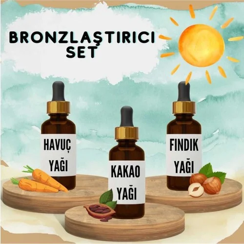 Bronzlaştırıcı Bitkisel Set Havuç Yağı 20 ml + Kakao Yağı 20 ml + Fındık Yağı 20 ml