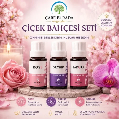 Arjens Rose & Orchıd & Sakura Esans 10 ml | Çiçek Bahçesi Seti