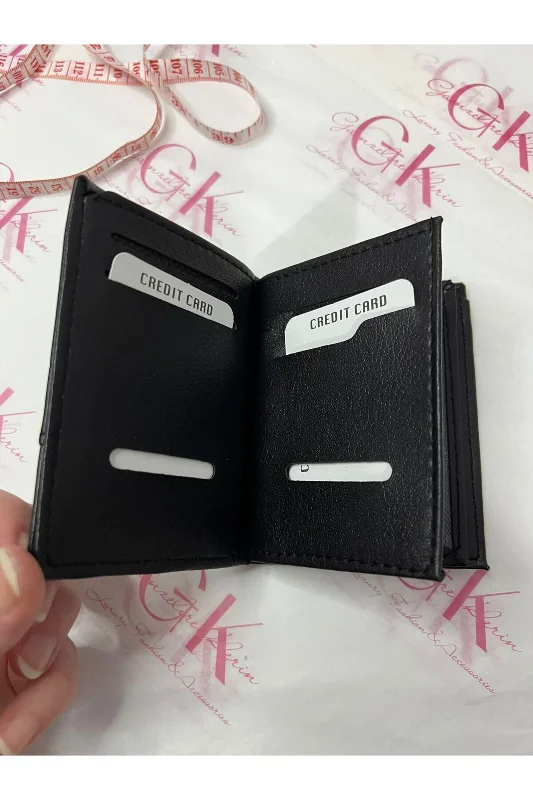 Erkek Siyah Deri Cüzdan Çok Bölmeli Kartlık ve Para Cüzdanı Şık Klasik Tasarım – 4. görsel