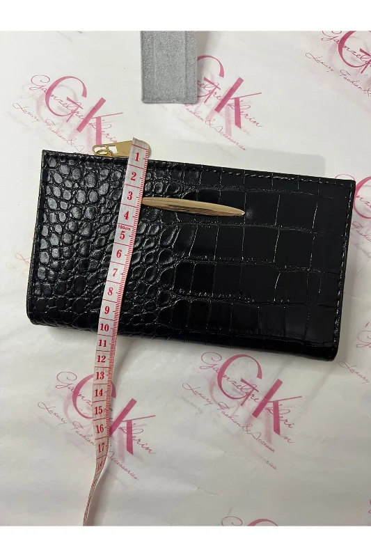 KROKO DOKULU GOLD DETAYLI LÜX GÖRÜNÜMLÜ CÜZDAN