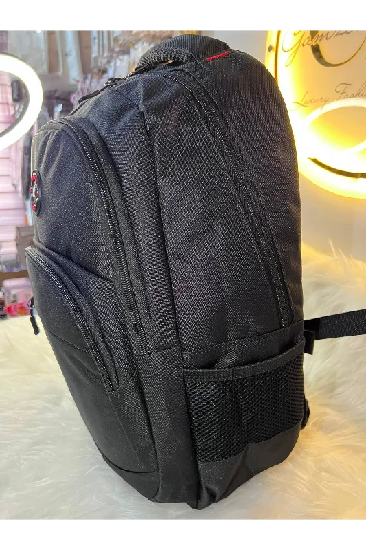 Siyah Çok Bölmeli Sırt Çantası Unisex Günlük Okul İş Seyahat Çantası 40x30x20cm – 4. görsel