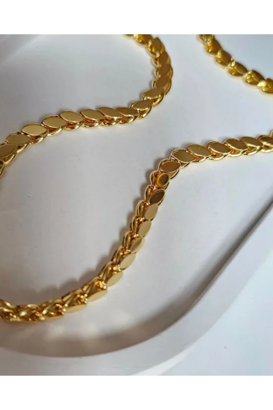 14K kuyumcu model JÜPİNG ARPA MODEL ALTIN RENGİ KOLYE 60CM - 5MM