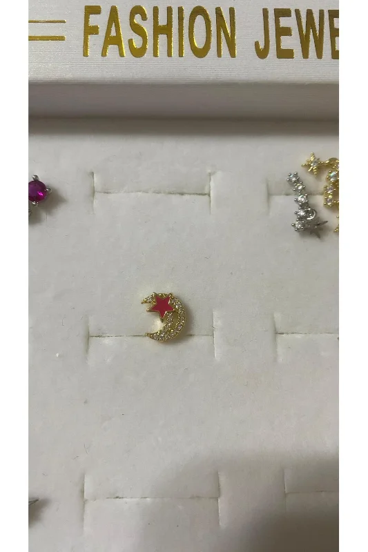 AYYILDIZ TAŞLI KIKIRDAK KÜPE PEARSİNG HELİX ÇELİK (HEDİYELİ)