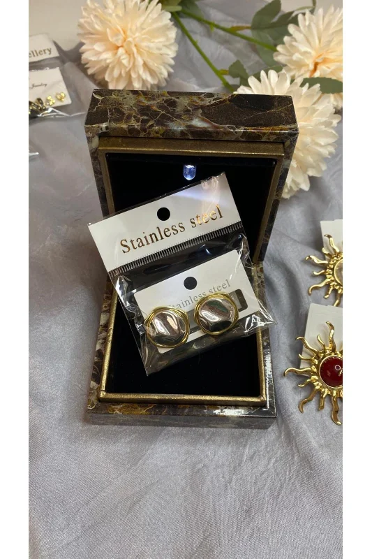 VINTAGE DÜZENSİZ GÜMÜŞ İĞNELİ ÇELİK KÜPE