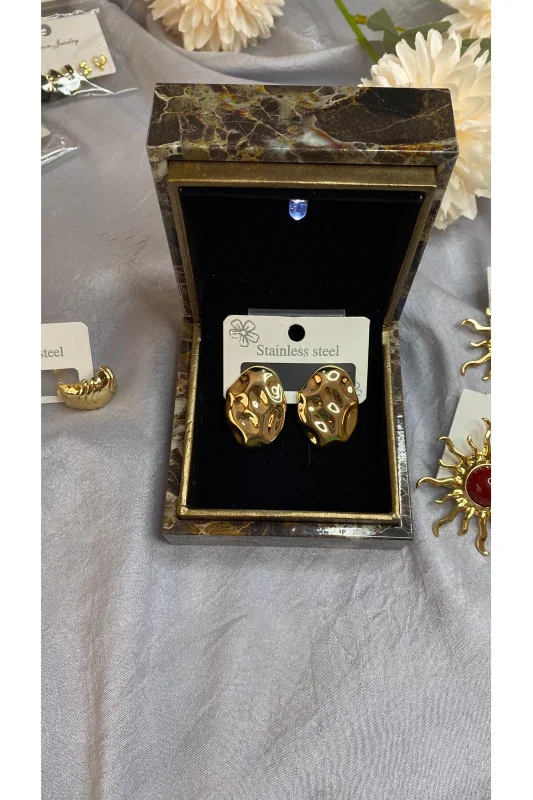 TASARIM EGG KÜPE GOLD ÇELİK PASLANMAZ ANTİALERJİK