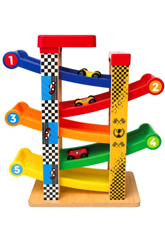Car-Kay Montessori Oyuncak-3 Arabalı-Araba Rampası-Yarış Pisti – 3. görsel