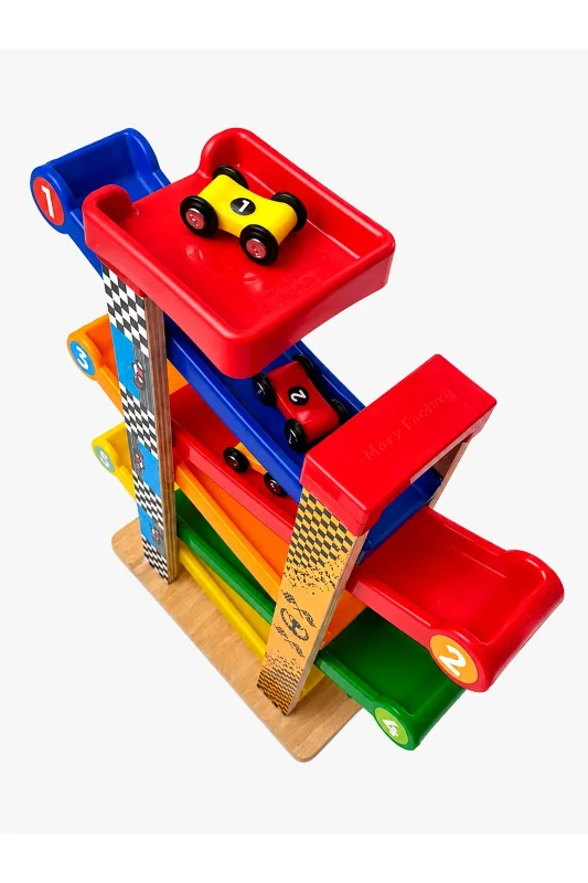 Car-Kay Montessori Oyuncak-3 Arabalı-Araba Rampası-Yarış Pisti – 2. görsel