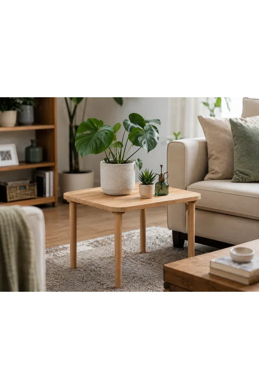 Ahşap Portatif Kamp ve Piknik Masası – Balkon, Bahçe ve Teras İçin Çok Amaçlı Sehpa Doğal Ahşap – 4. görsel