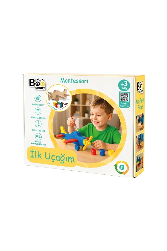 İlk Uçağım Ahşap Uçak Boya Seti Eğlenceli Öğretici Oyun