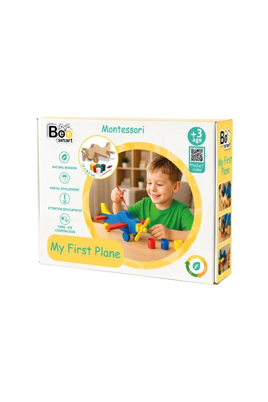 İlk Uçağım Ahşap Uçak Boya Seti Eğlenceli Öğretici Oyun