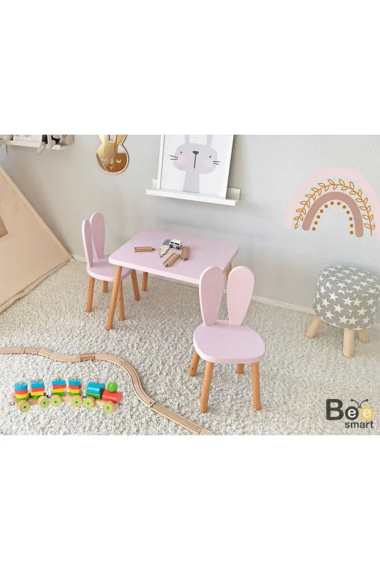 Ahşap Montessori Aktivite Masası Sandalyesi, Bunny Masa Sandalye – 2. görsel