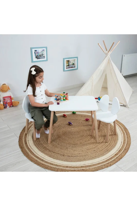 Montessori Çocuk Masası-Oyun Masası-Aktivite Masası-Çalışma Masası-Etkinlik Masası 2 Sandalye – 3. görsel
