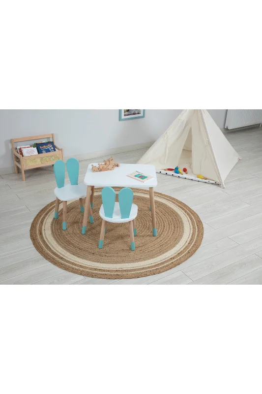 Ahşap Montessori Aktivite Masa ve 2 Sandalye, Bunny Masa Sandalye – 3. görsel