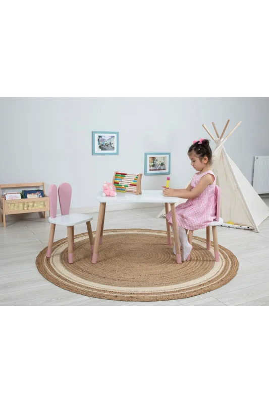 Ahşap Montessori Aktivite Masası Sandalyesi, Bunny Masa Sandalye – 4. görsel
