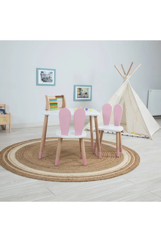 Ahşap Montessori Aktivite Masası Sandalyesi, Bunny Masa Sandalye – 2. görsel
