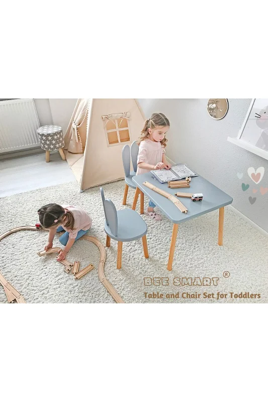 Ahşap Montessori Aktivite Masası Sandalyesi, Bunny Masa ve Sandalye – 3. görsel