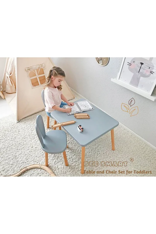 Ahşap Montessori Aktivite Masası Sandalyesi, Bunny Masa ve Sandalye – 4. görsel