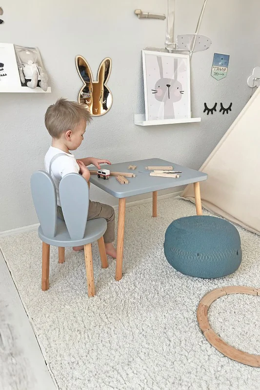 Ahşap Montessori Aktivite Masası Sandalyesi, Çocuk Masa Sandalye Takımı, 1 Sandalye 1 Masa – 2. görsel