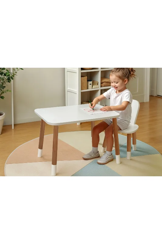 Ahşap Montessori Aktivite Masası Sandalyesi, Bunny Masa Sandalye, 1 Sandalye 1 Masa – 3. görsel