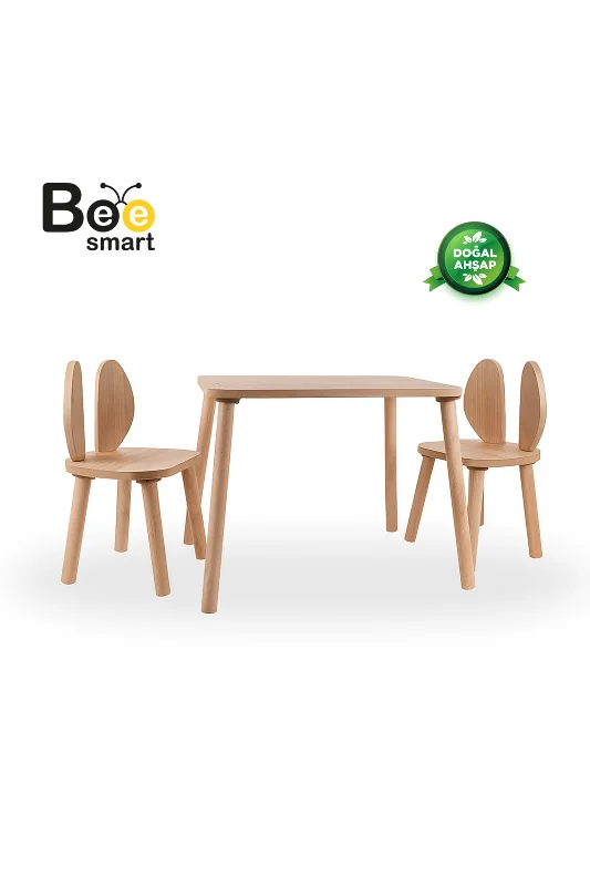 Safir Meşe Naturel Aktivite Masası 2 Sandalyeli Çocuk Masa Sandalye Takımı MS-60 – 2. görsel