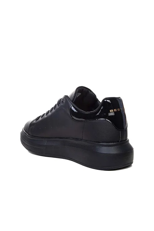 Siyah Yüksek Taban Erkek Sneaker Ayakkabı