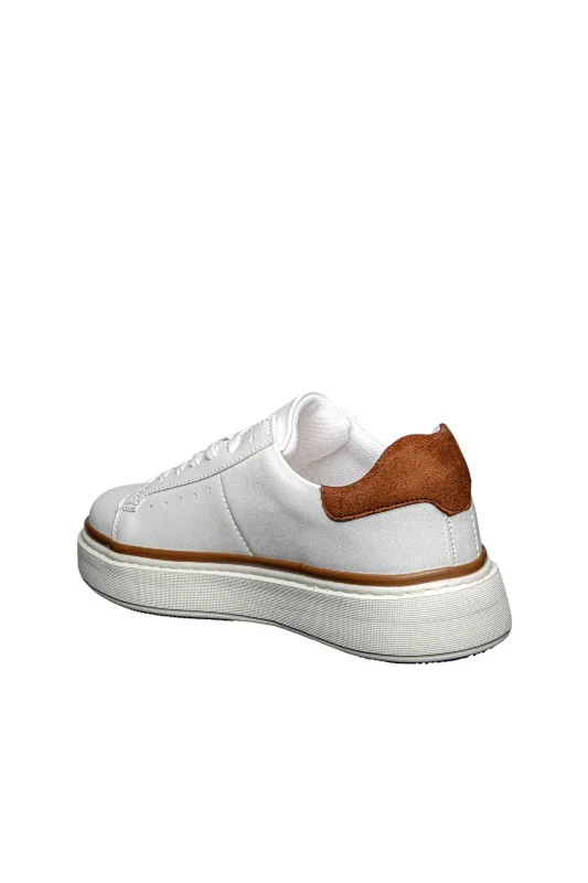 Beyaz Kahverengi Detay Ortopedik Sneaker Erkek Ayakkabı – 2. görsel