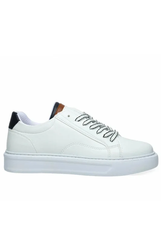 Beyaza Beyaz İpli Erkek Sneaker Ayakkabı