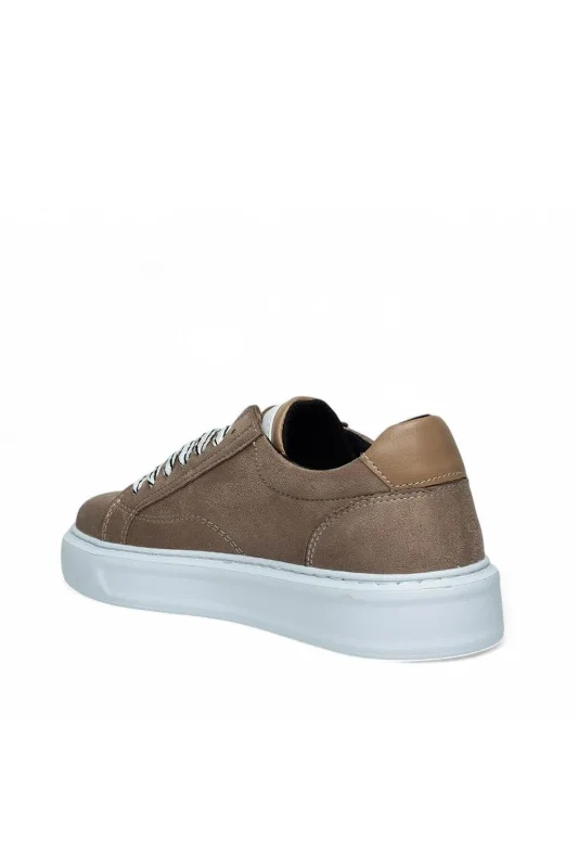 Kum Suet Deri Sneaker Kalın Taban Erkek Ayakkabı