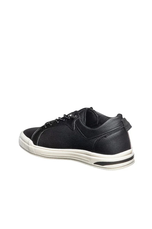 Siyah Lastik İp Günlük Erkek Sneaker Ayakkabı