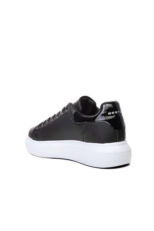 Siyaha Beyaz Yüksek Taban Erkek Sneaker Ayakkabı – 3. görsel
