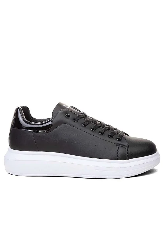 Siyaha Beyaz Yüksek Taban Erkek Sneaker Ayakkabı – 2. görsel