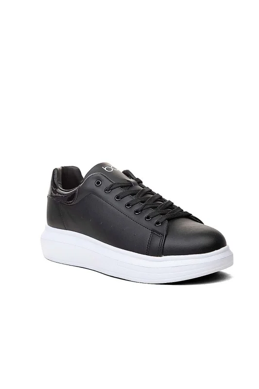 Siyaha Beyaz Yüksek Taban Erkek Sneaker Ayakkabı