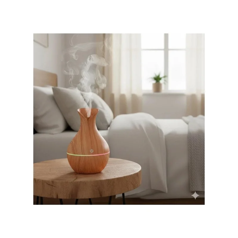 Ahşap Görünümlü Led Işıklı Usb Bağlantı Aromalı Hava Nemlendirici Buhurdanlık