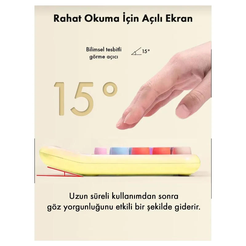 Sarı Renkli 12 Haneli 4 Fonksiyonlu Renkli Mekanik Hesap Makinesi Şirin Yuvarlak Tuşlu Ofis Masaüstü Hesap Makinesi – 4. görsel