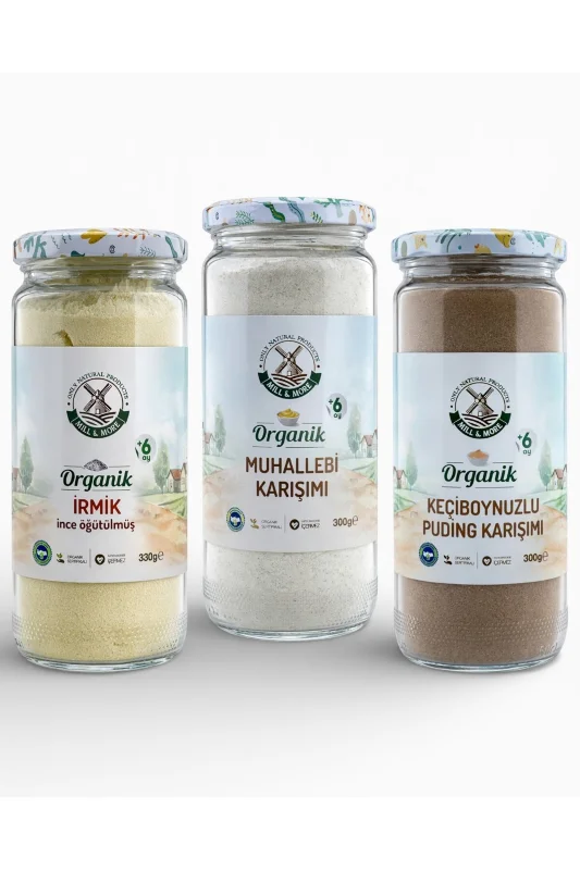Süper Set - Organik Bebek İrmiği 330g Organik Bebek Pudingi 300g Organik Bebek Muhallebisi 300g