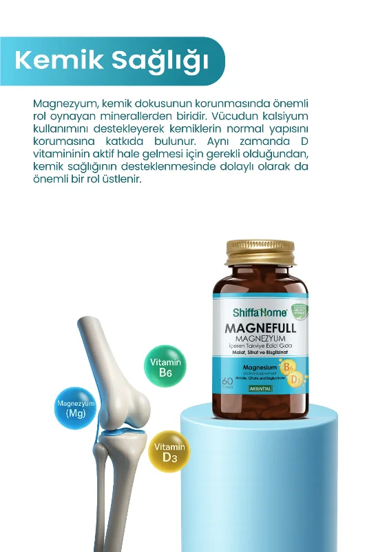 Magnefull Magnezyum Sitrat, Malat, Bisglisinat 60 Tablet