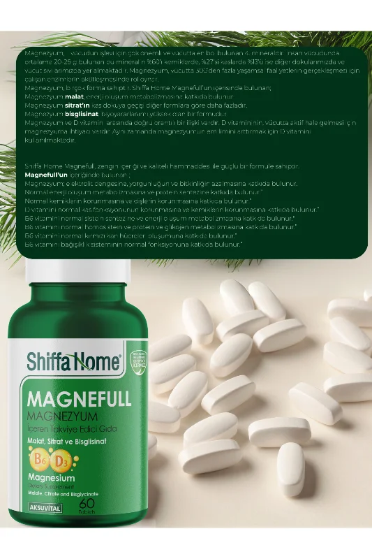 Magnefull- Magnezyum Sitrat, Malat ve Bisglisinat - 60 Tablet