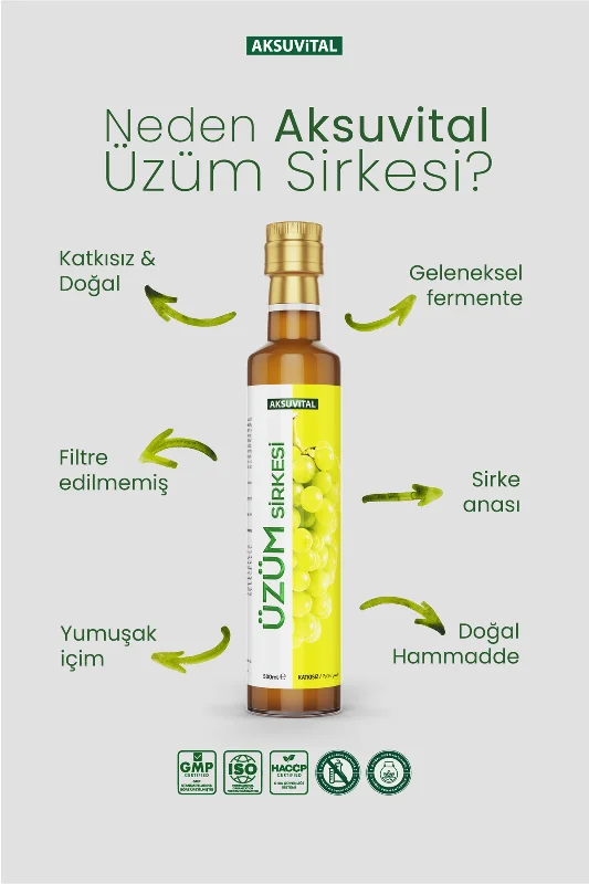 Üzüm Sirkesi 500 ml Katkısız, Doğal Fermantasyon