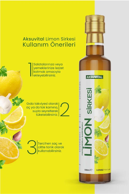 Limon Sirkesi (Maydonoz ve Sarımsaklı) 500 ml - Katkısız, Doğal Fermantasyon