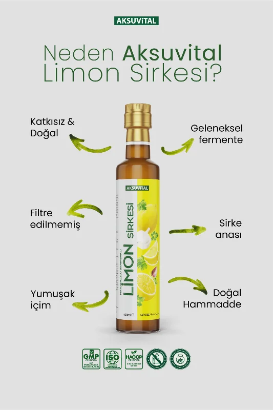 Limon Sirkesi (Maydonoz ve Sarımsaklı) 500 ml - Katkısız, Doğal Fermantasyon