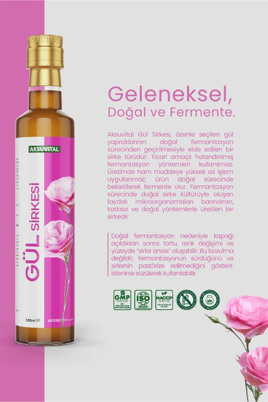 Gül Sirkesi 500 ml - Katkısız, Doğal Fermantasyon
