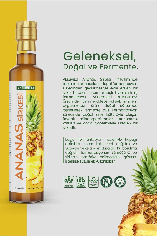 Ananas Sirkesi 500 ml - Katkısız, Doğal Fermantasyon