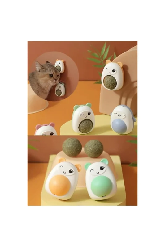 Yapışkanlı Catnipli Kedi Oyuncağı Yenilebilir Kedi Nanesi Yalama Topu Duvara Yapışan Kedi Oyuncağı – 3. görsel
