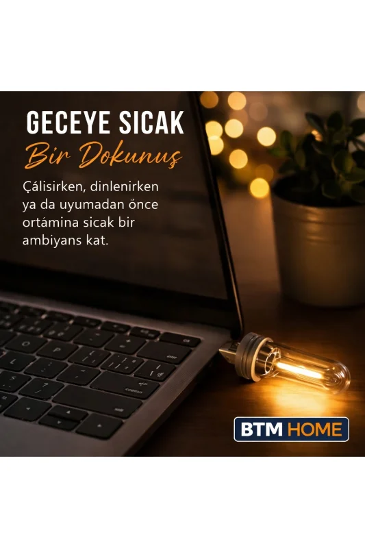 USB Mini LED Ambiyans Işığı Şeffaf Filament Tasarım Gece Lambası 1 Adet Tak Çalıştır