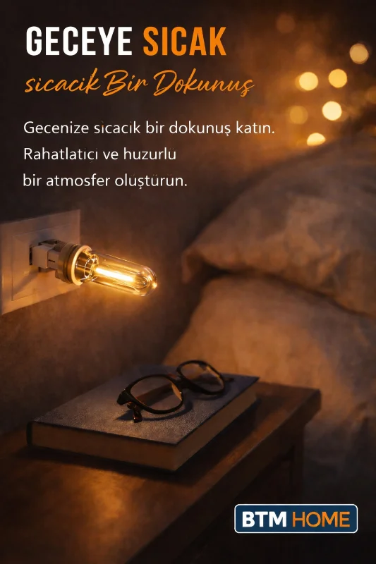 USB Mini LED Ambiyans Işığı Şeffaf Filament Tasarım Gece Lambası 1 Adet Tak Çalıştır