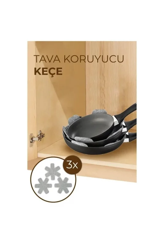 3’lü Tava Ve Tencere Koruyucu Set – Çizilmeyi Önleyen Keçe & Bor Cam
