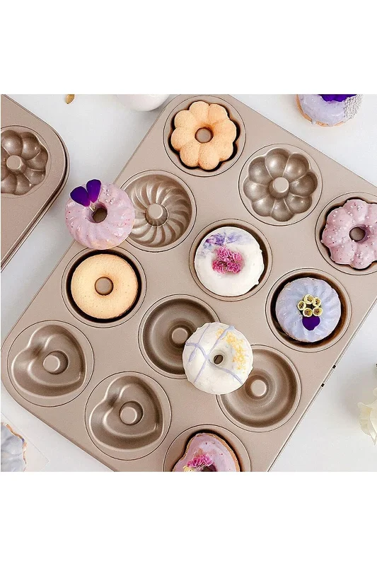 mini yuvarlak kek kalıbı, 7 cm, donut, muffin, brownies, pasta için, yapışmaz muflin kalıbı