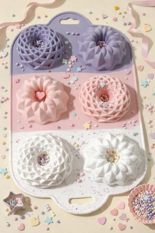 6’lı Figürlü Silikon Kek Kalıbı Mini Muffin Donut Yapışmaz Fırın Kalıbı